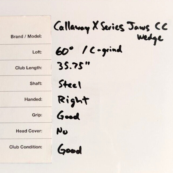 Callaway X Series Jaws CC 8 60* Chrome Lob Wedge RH 35.75" Steel Shaft Grip Good - Picture 15 of 15